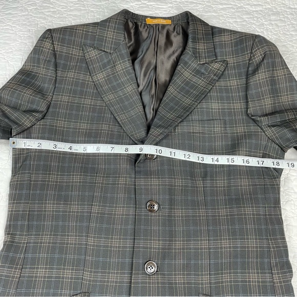 🔥Young Kings By Steve Harvey (2pcs) Plaid Brown Blue Blazer & Pants Suit - Picture 12 of 16